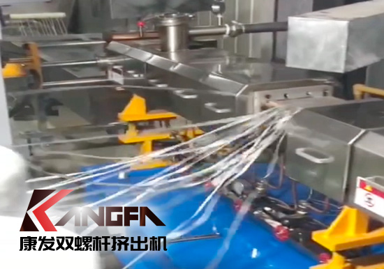 65高扭+PLC，尼龍加纖雙螺桿造粒機(jī)試機(jī)